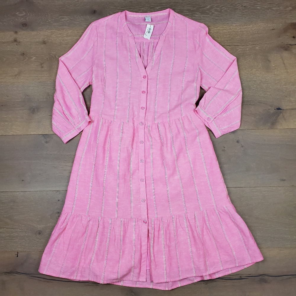 Old Navy Petite Button Down Dress Ruffled Bottom